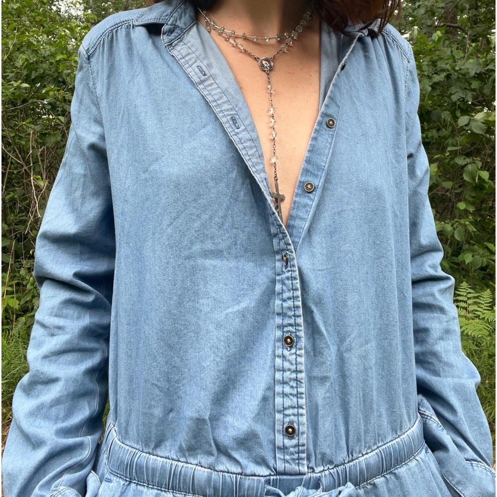 ANN TAYLOR | LOFT denim romper - Picture 3 of 6